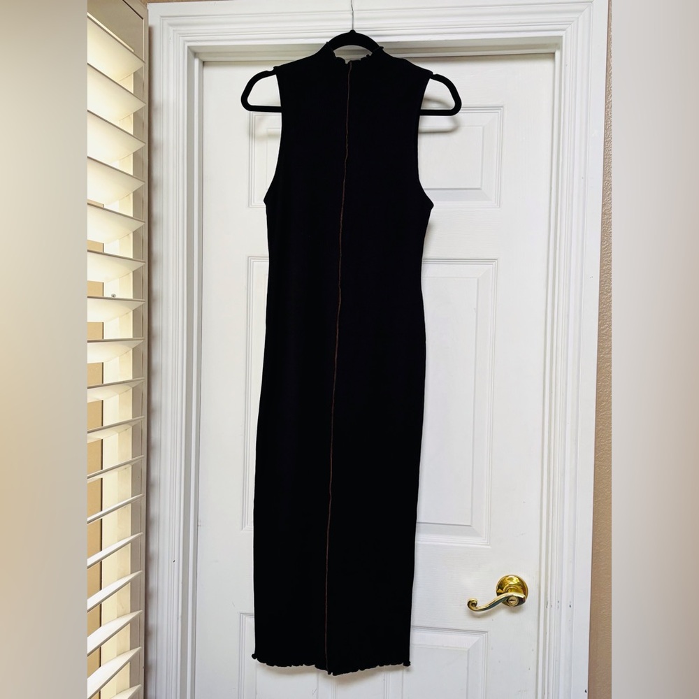 Zara Black Sleeveless Turtleneck Midi Dress